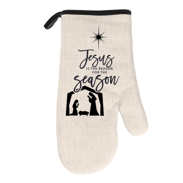 Jesus Is The Reason Natural/Black Oven Mitt Jesus Is The Reason Natural/Black Oven Mitt