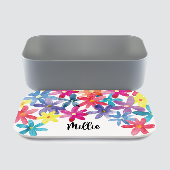 Watercolor Flowers RPET Lunch Box - Personalized Watercolor Flowers RPET Lunch Box - Personalized
