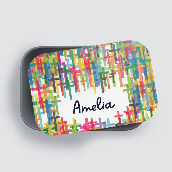 Layered Crosses RPET Lunch Box - Personalized Layered Crosses RPET Lunch Box - Personalized