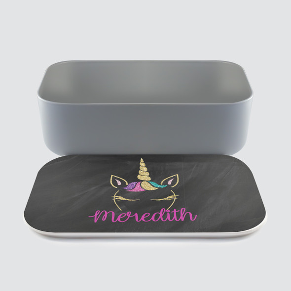 Unicorn Glitter RPET Lunch Box - Personalized Unicorn Glitter RPET Lunch Box - Personalized