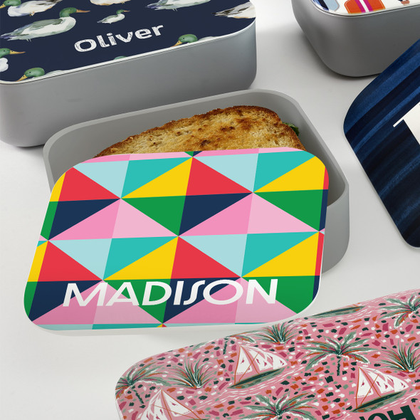 Bright Triangles RPET Sandwich Box - Personalized Bright Triangles RPET Sandwich Box - Personalized