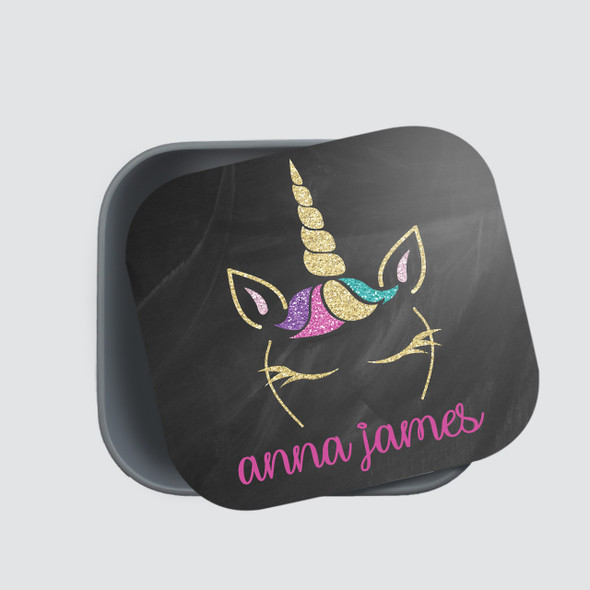 Unicorn Glitter RPET Sandwich Box - Personalized Unicorn Glitter RPET Sandwich Box - Personalized