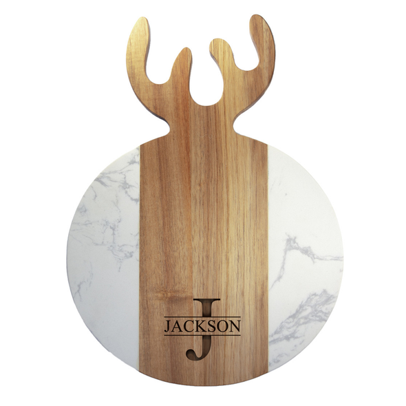 Antler Acacia & Stone Round Board - Engraved Timeltrban Antler Acacia & Stone Round Board - Engraved Timeltrban
