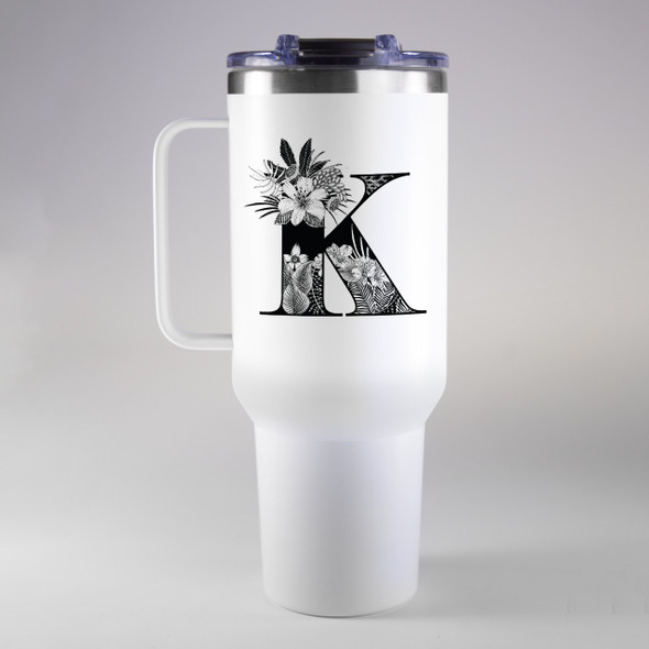 "The Bev" Botanical Letter Tumbler 40 oz. "The Bev" Botanical Letter Tumbler 40 oz.