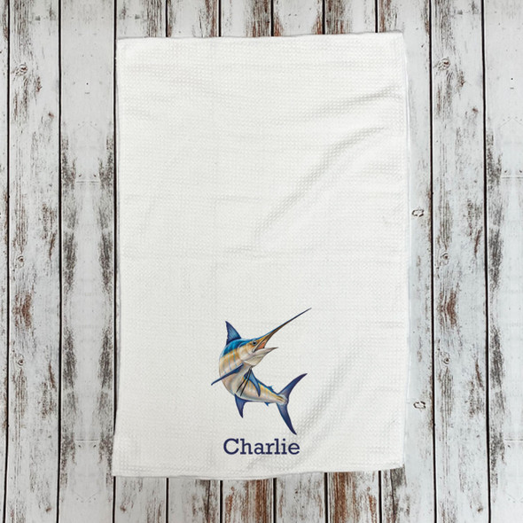 Blue Marlin Microfiber Hand Towel Blue Marlin Microfiber Hand Towel