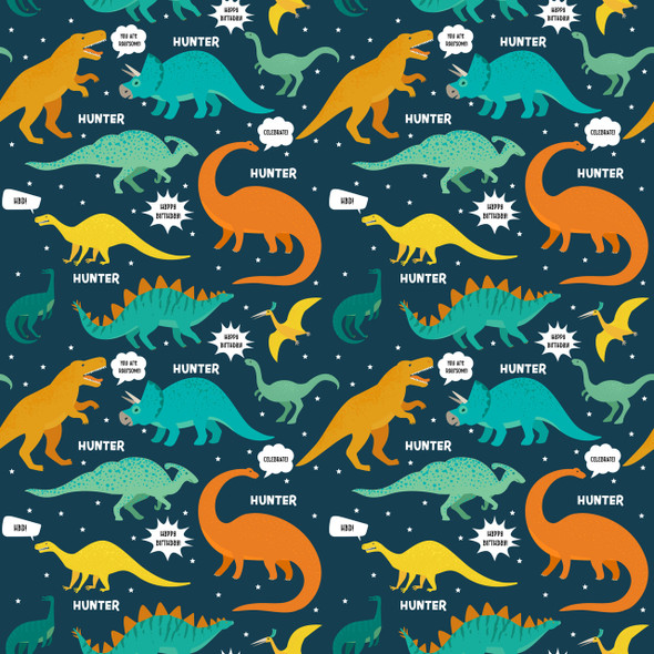 Dinosaur HBD Personalized Gift Wrap