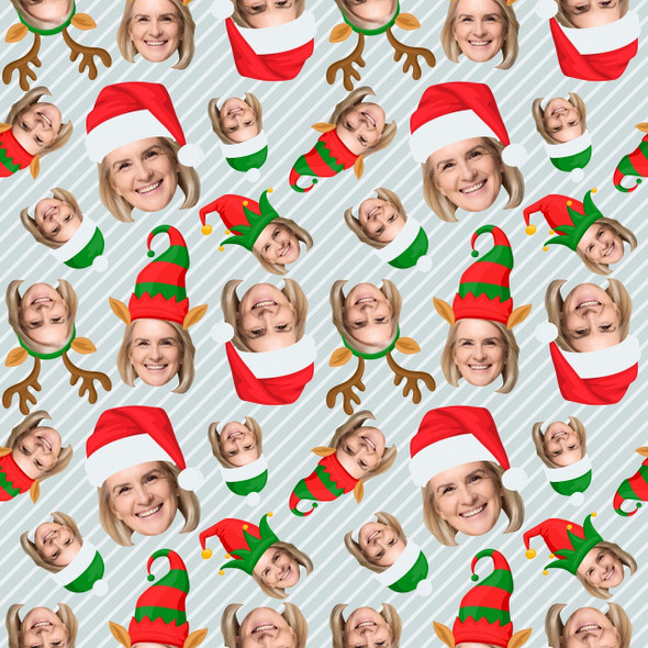 Christmas Hats Photo Personalized Gift Wrap