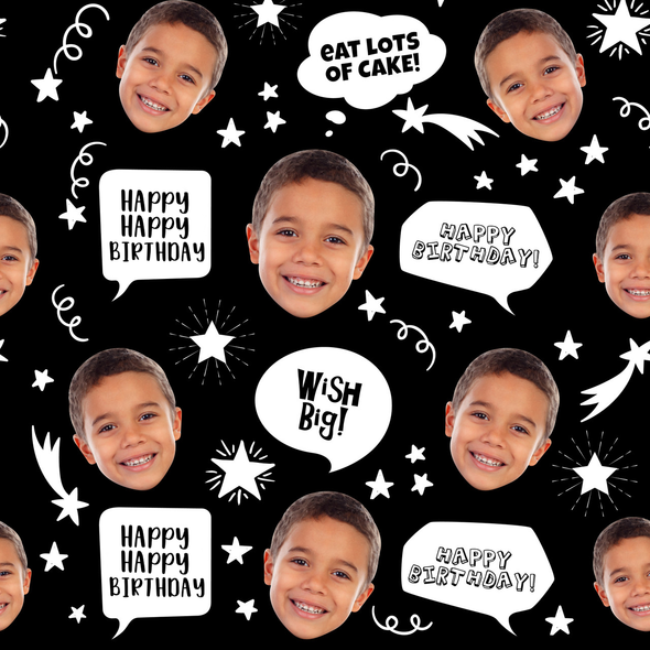 HBD Word Bubbles Photo Personalized Gift Wrap HBD Word Bubbles Photo Personalized Gift Wrap