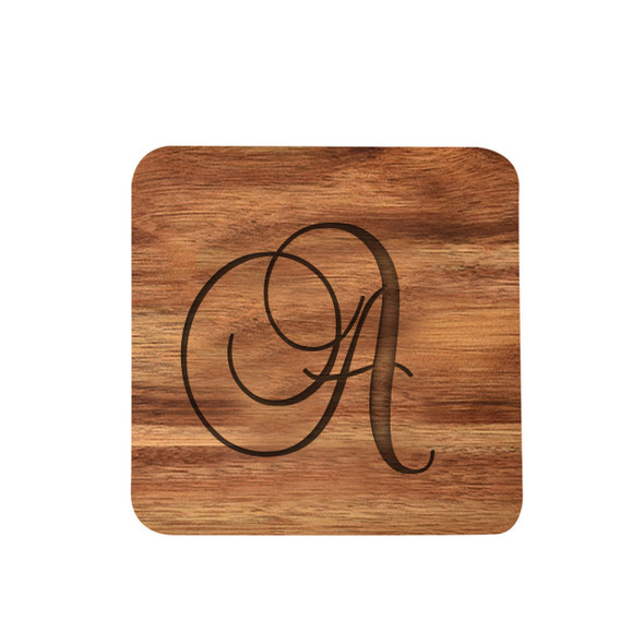 Acacia Coaster - Engraved Baroque Acacia Coaster - Engraved Baroque