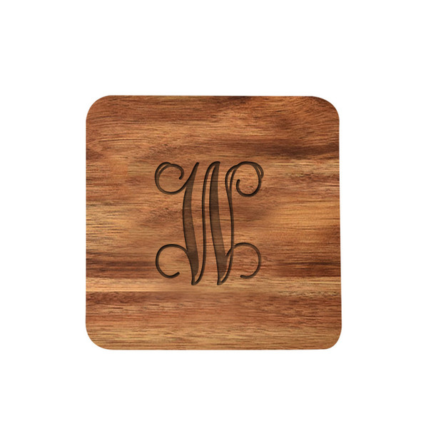 Acacia Coaster - Engraved Ltr Acacia Coaster - Engraved Ltr