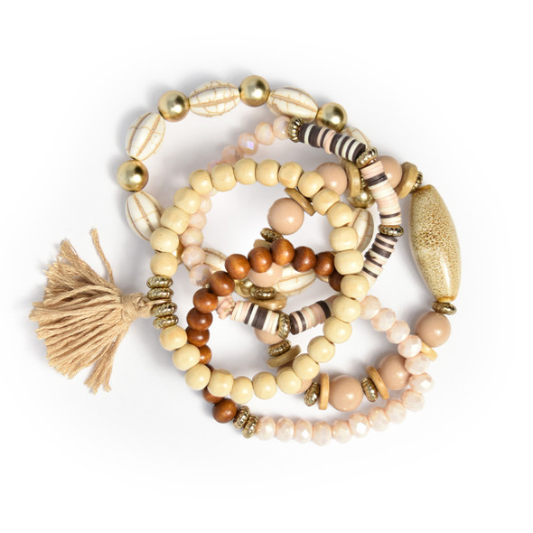Boho Mixed Bracelet Stack- Neutral Boho Mixed Bracelet Stack- Neutral