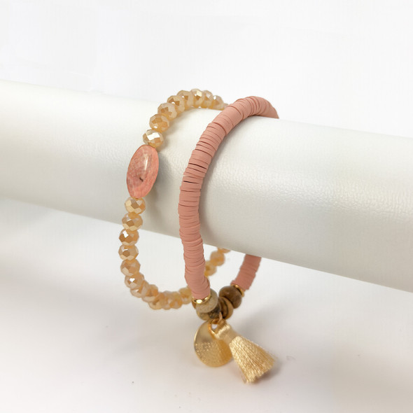 Champagne Rose Beaded Bracelets Champagne Rose Beaded Bracelets