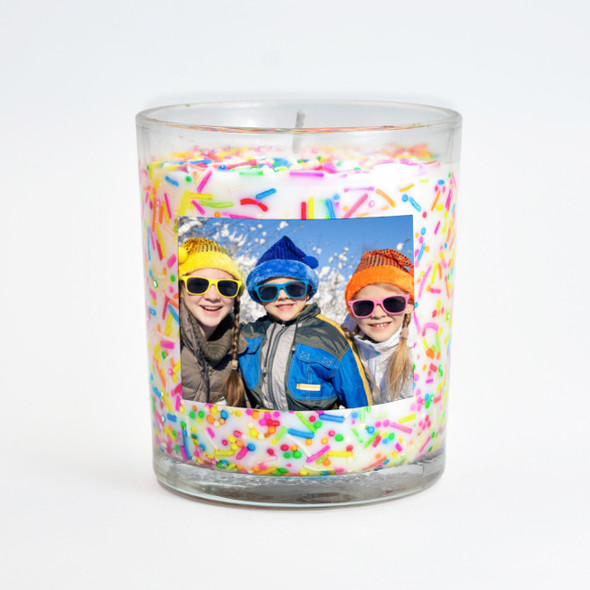 Photo Sprinkles Inclusion Candle - Personalized Photo Sprinkles Inclusion Candle - Personalized