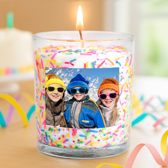 Photo Sprinkles Inclusion Candle - Personalized Photo Sprinkles Inclusion Candle - Personalized