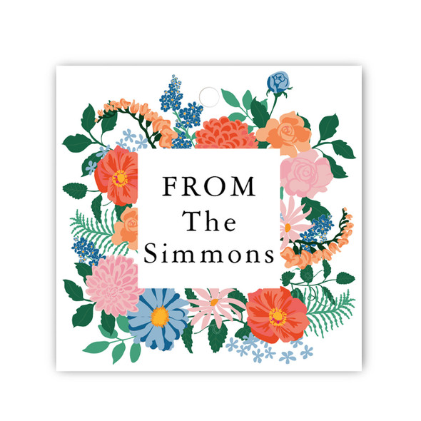 Floral Framed Square Gift Tags - Set of 35