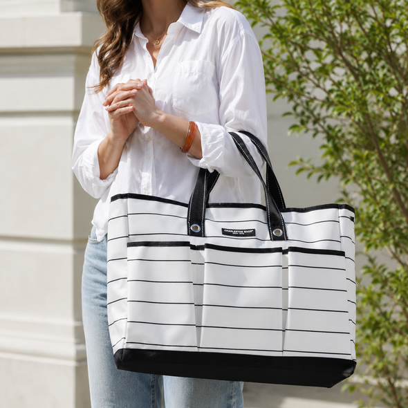 Dolly Hauler Pocket Tote - White/Black