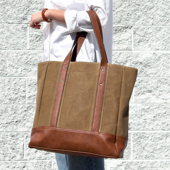Waxed Canvas Huck Tote - Khaki