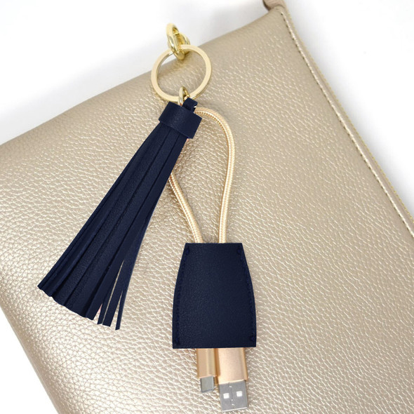 Navy Tassel Charging Key Chain Navy Tassel Charging Key Chain
