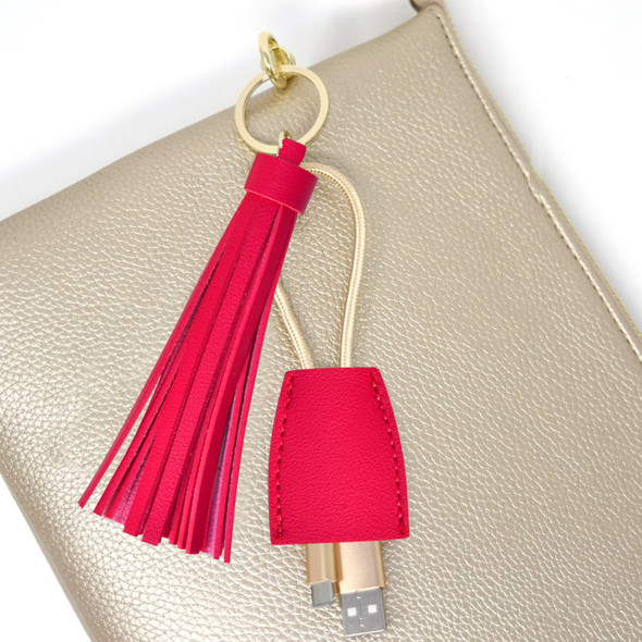 Hot Pink Tassel Charging Key Chain Hot Pink Tassel Charging Key Chain