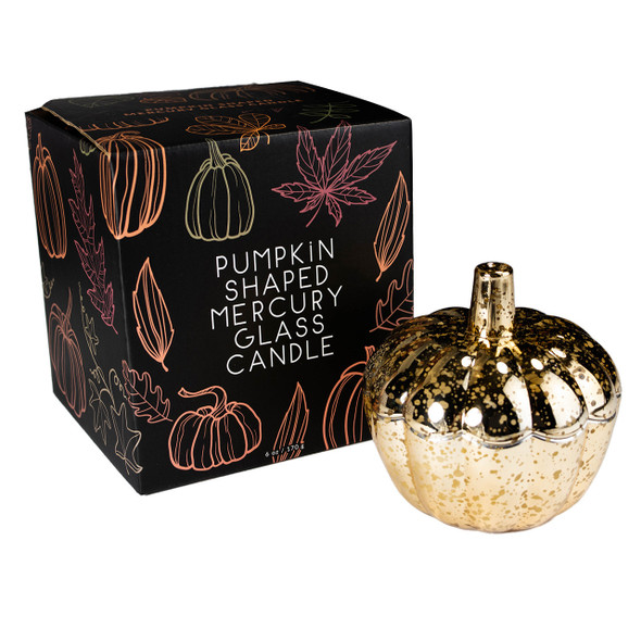 Black gift box for the pumpkin glass candle with gold pumpkin artwork. Black gift box for the pumpkin glass candle with gold pumpkin artwork.