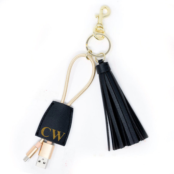 Midnight Tassel Charging Key Chain- Stamped Midnight Tassel Charging Key Chain- Stamped