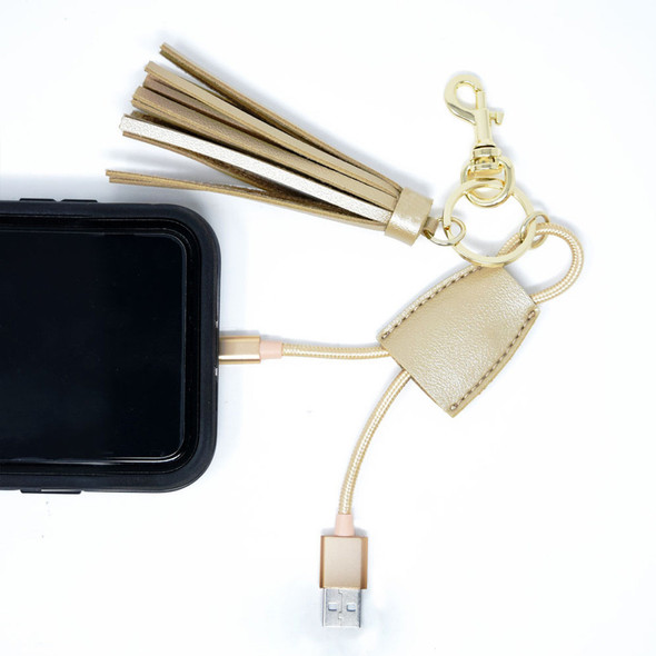 Goldstone Tassel Charging Key Chain- Stamped