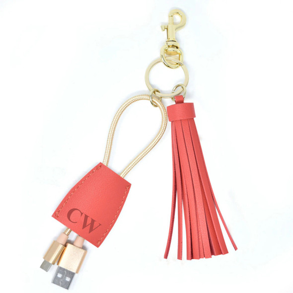Coral Tassel Charging Key Chain- Stamped Coral Tassel Charging Key Chain- Stamped