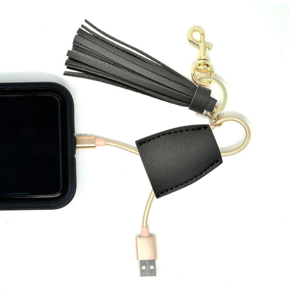 Dark Gray Tassel Charging Key Chain- Stamped