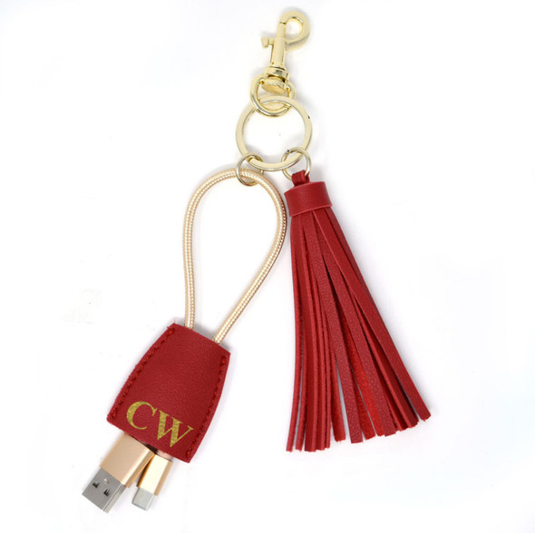 Cherry Tassel Charging Key Chain- Stamped Cherry Tassel Charging Key Chain- Stamped