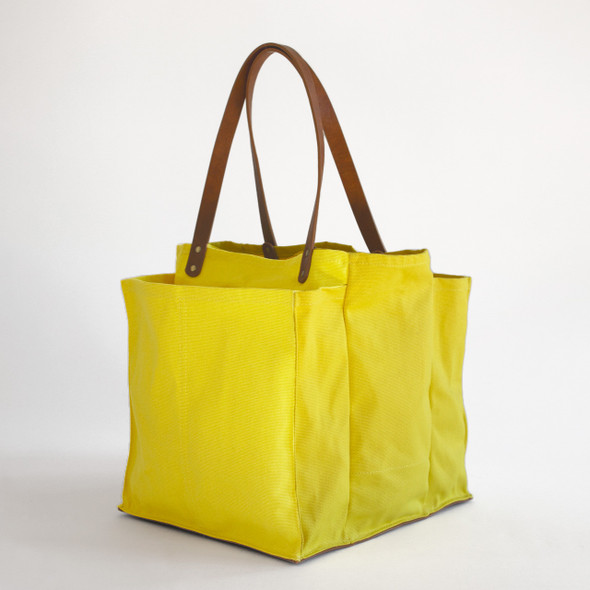 Lemon Canvas Multi-Pocket Ultimate Market Tote-Embroidered Lemon Canvas Multi-Pocket Ultimate Market Tote-Embroidered