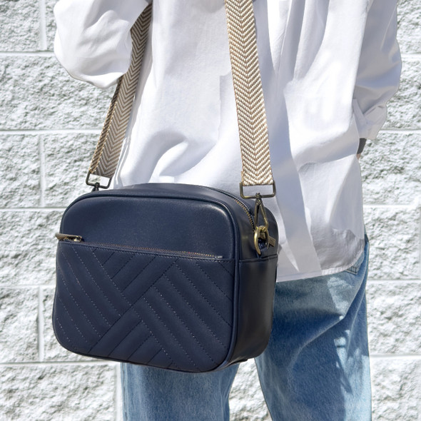 Commuter Crossbody Bag- Navy - Stamped Commuter Crossbody Bag- Navy - Stamped