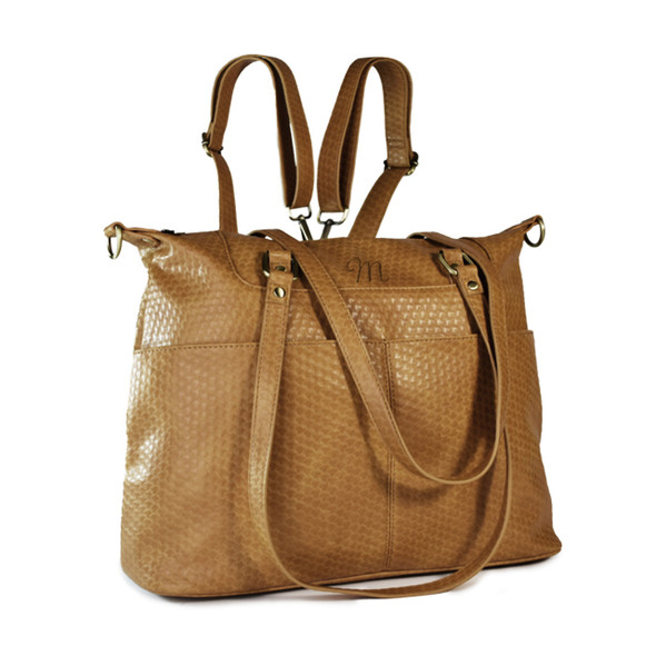 London Convertible Tote - Camel - Embroidered