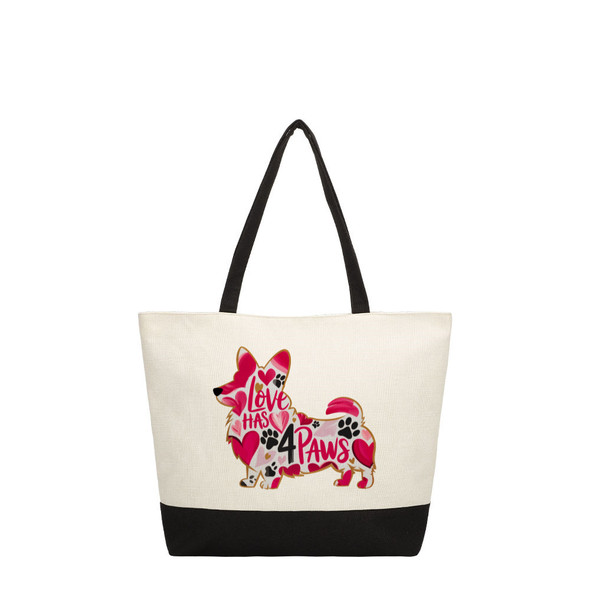 Corgi Love Color Block Tote Corgi Love Color Block Tote