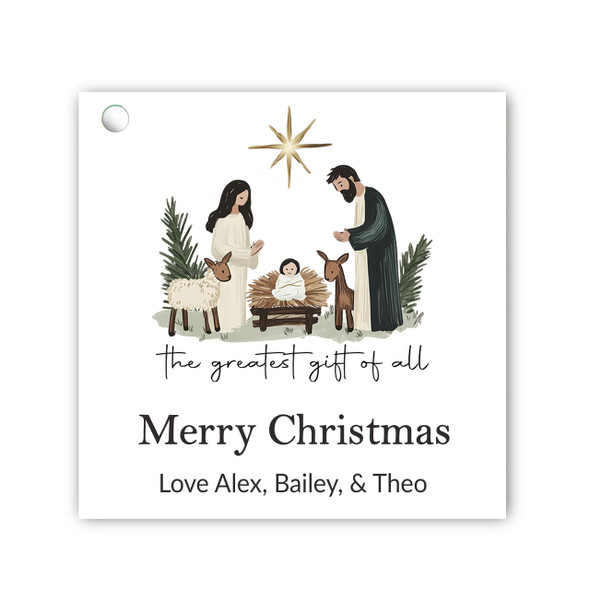 Greatest Gift Square Gift Tag Set - White Greatest Gift Square Gift Tag Set - White
