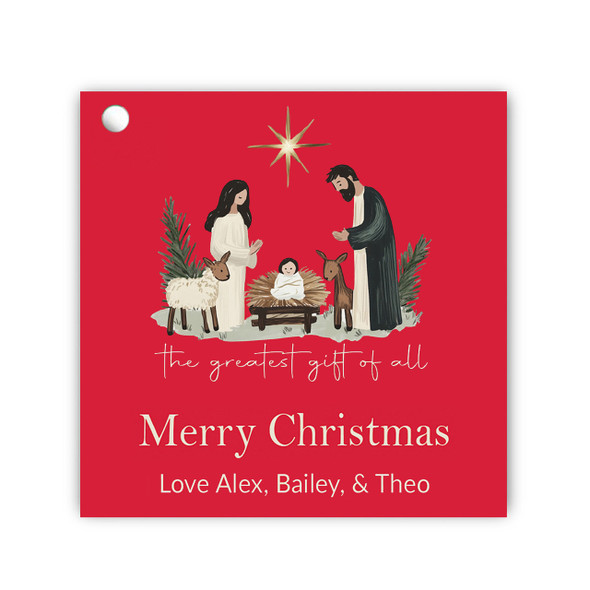 Greatest Gift Square Gift Tag Set - Red Greatest Gift Square Gift Tag Set - Red