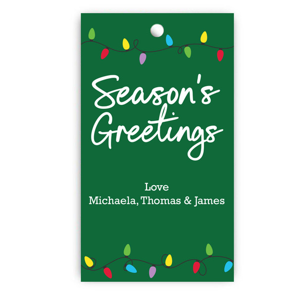 Season's Greetings Lights Personalized Gift Tag Set Season's Greetings Lights Personalized Gift Tag Set