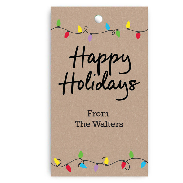 Happy Holidays Lights Personalized Gift Tag Set Happy Holidays Lights Personalized Gift Tag Set