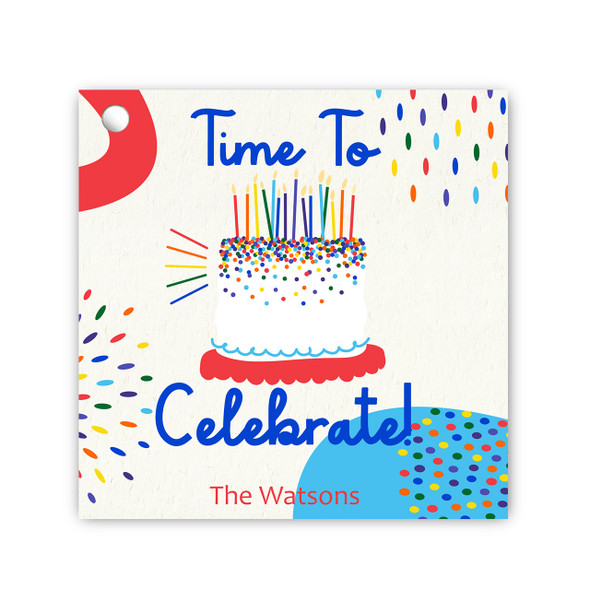 Celebrate Cake Square Gift Tag Set- White Celebrate Cake Square Gift Tag Set- White