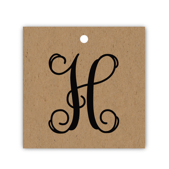 Vine Monogram Square Kraft Gift Tag Set Vine Monogram Square Kraft Gift Tag Set