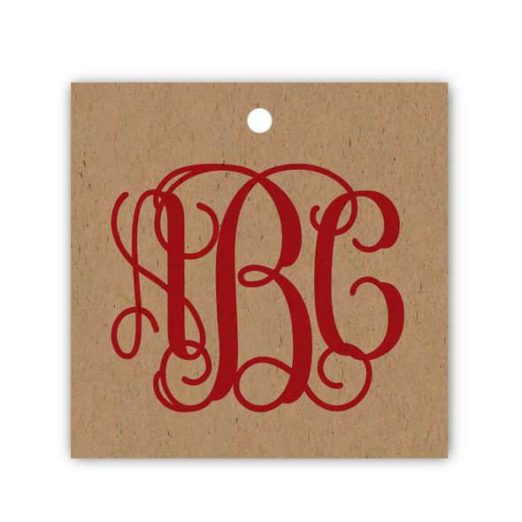 Vine Monogram Square Kraft Gift Tag Set Vine Monogram Square Kraft Gift Tag Set