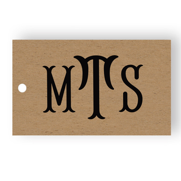 Fishtail Monogram Kraft Gift Tag Set