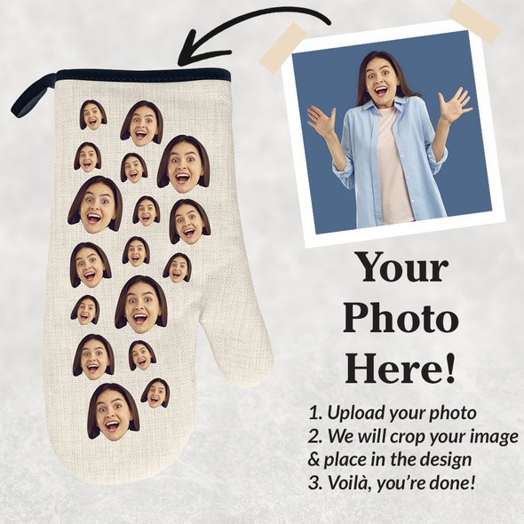 Many Faces Natural/Black Oven Mitt Many Faces Natural/Black Oven Mitt