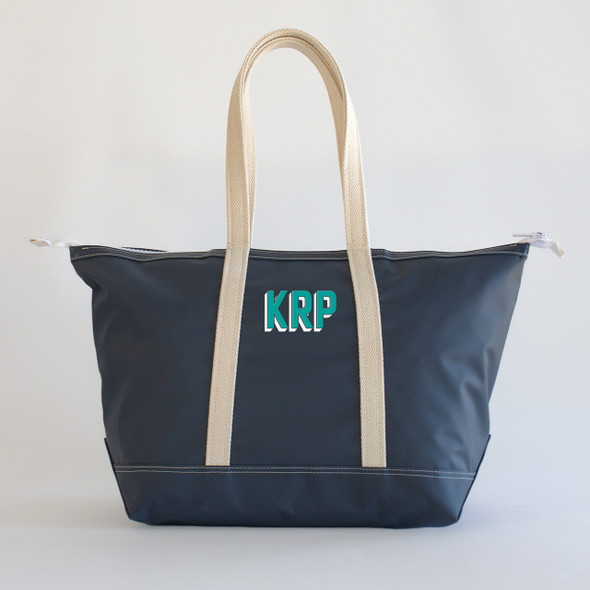 Navy Stono Carryall Medium Zip Tote- Shadow Ltrs Navy Stono Carryall Medium Zip Tote- Shadow Ltrs