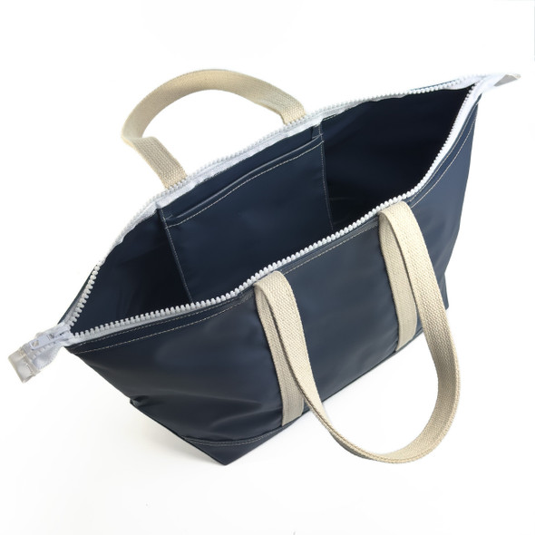 Navy Stono Carryall Medium Zip Tote- Named Navy Stono Carryall Medium Zip Tote- Named