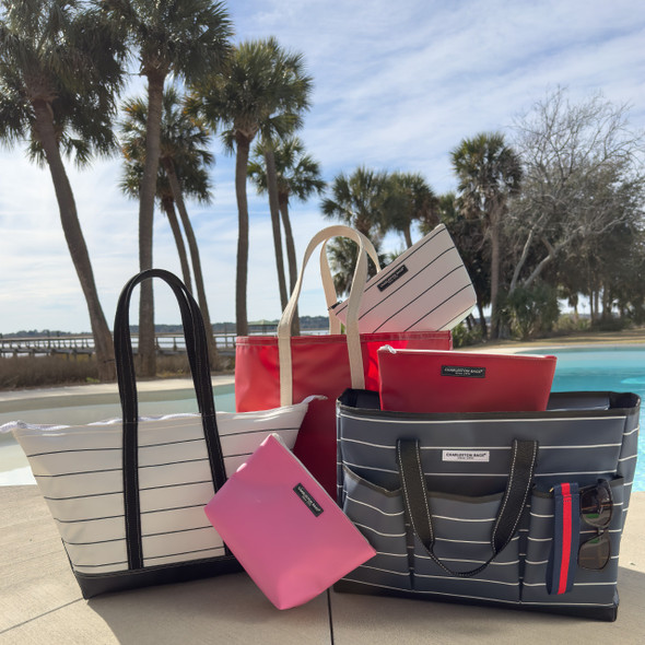 Stono Large Essentials Tote- Cherry Red-Monogrammed Stono Large Essentials Tote- Cherry Red-Monogrammed