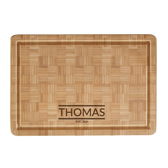 Bamboo End Grain Board - Engraved Latolines Bamboo End Grain Board - Engraved Latolines