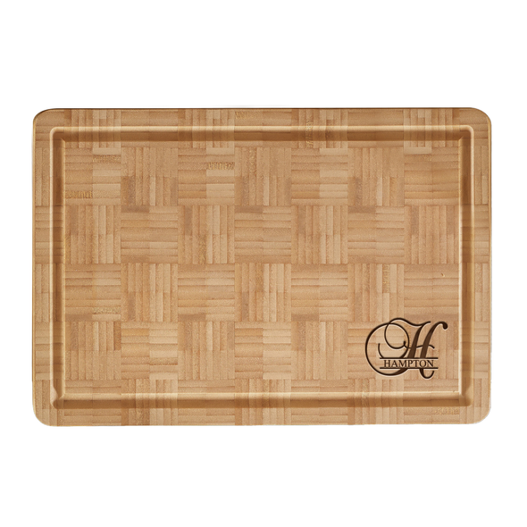 Bamboo End Grain Board- Engraved Baroque Bamboo End Grain Board- Engraved Baroque