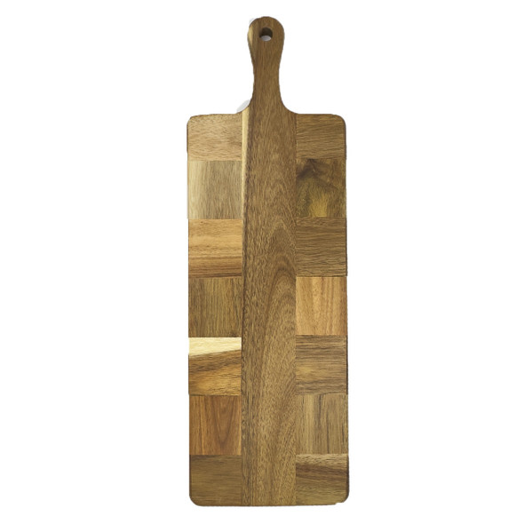 Acacia Mosaic Paddle Board- Engraved Circle Monogram Acacia Mosaic Paddle Board- Engraved Circle Monogram