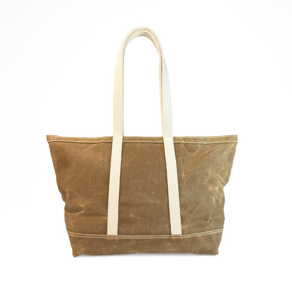 Waxed Canvas Stono Carryall Medium Zip Tote - Khaki