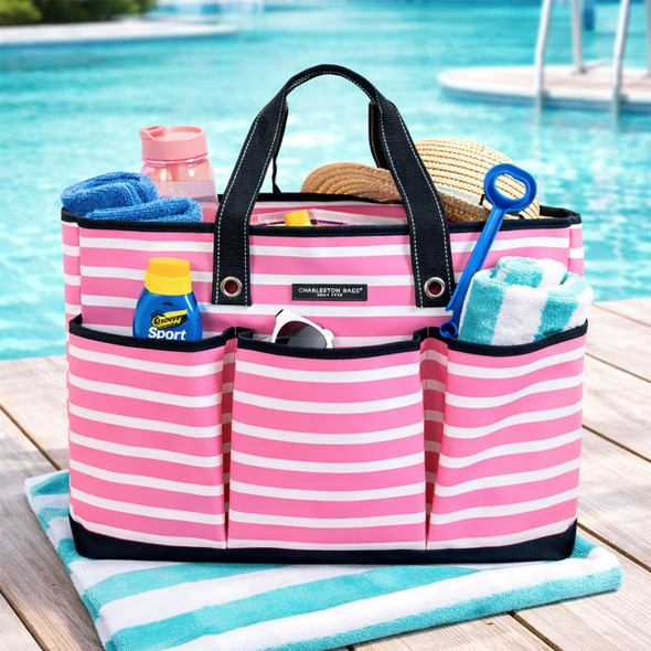 Dolly Hauler Pocket Tote - Hot Pink/White
